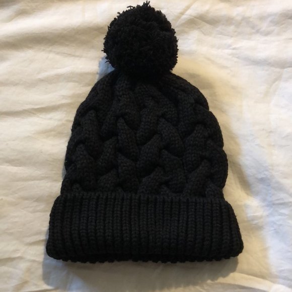 LOVE AND LORE ECO CABLE KNIT POM HAT Black - Picture 7 of 9